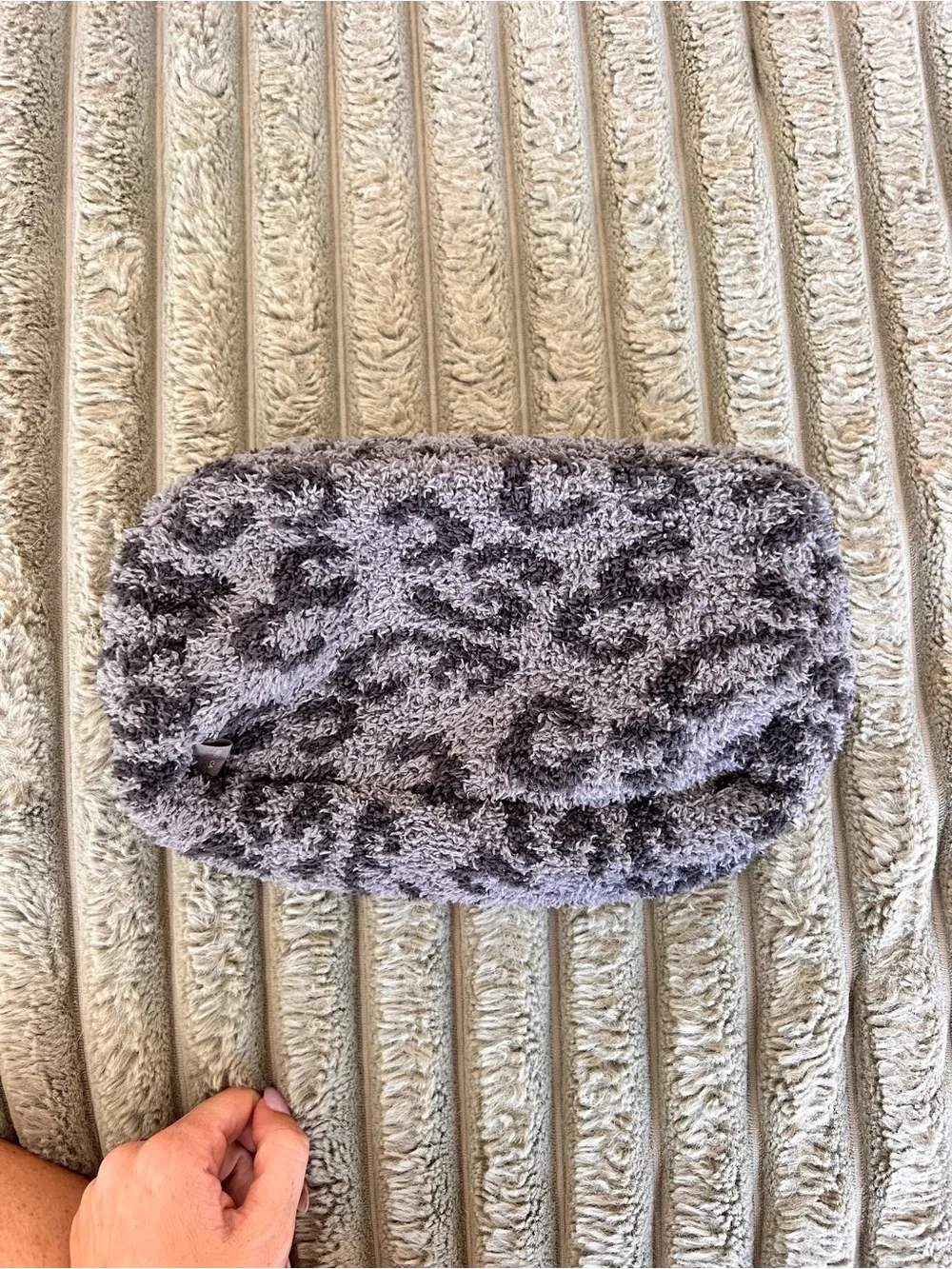 Barefoot Dreams Cozychic Fuzzy Cosmetic/Travel Case Gray/Black